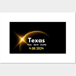 2024 Solar Eclipse Texas USA Totality Posters and Art